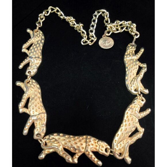 Goldtone Cheetah 1970's Necklace - Picture 1 of 6